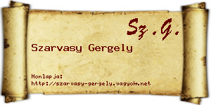 Szarvasy Gergely névjegykártya